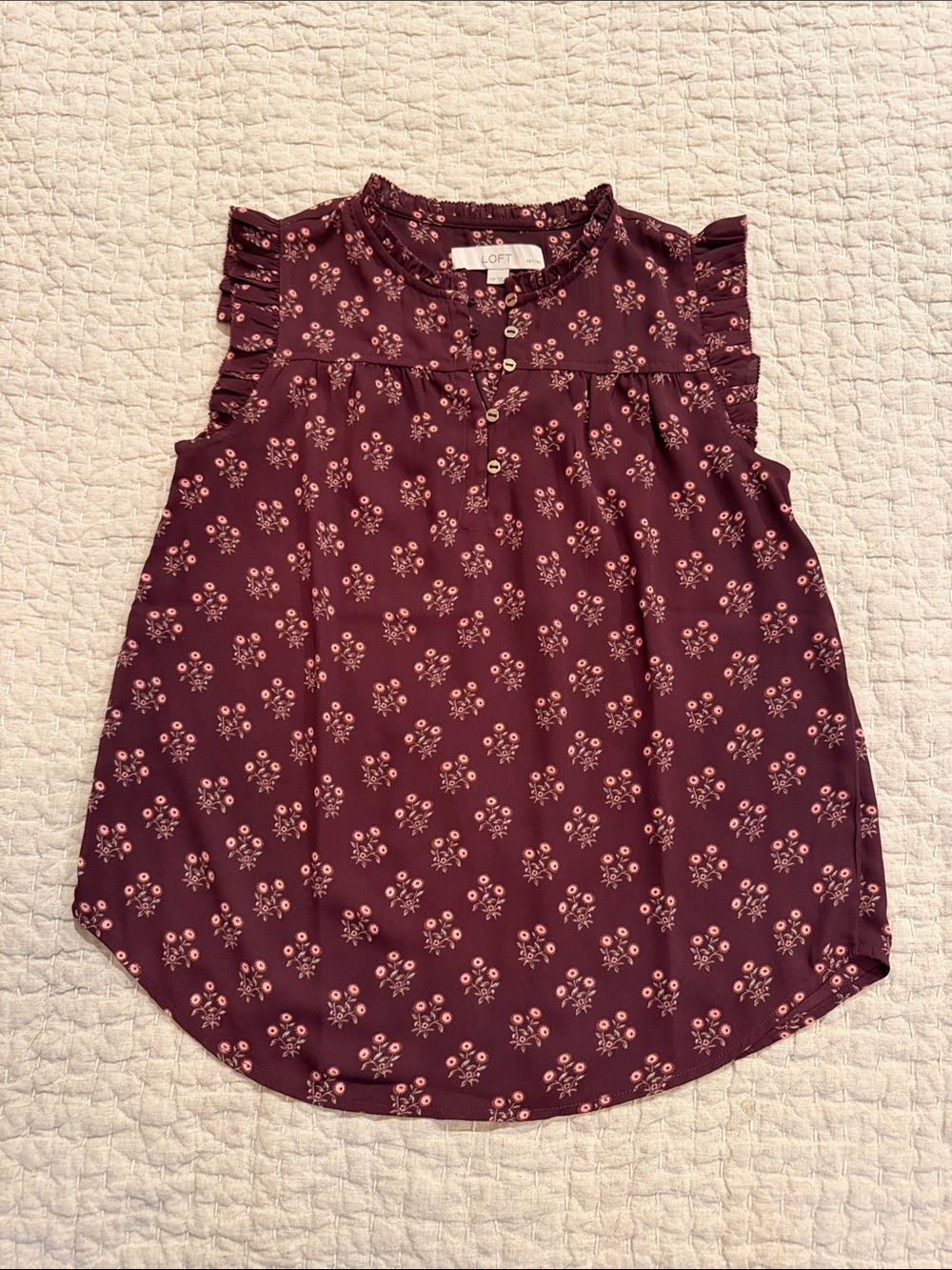 LOFT Floral Ruffle Sleeve Top